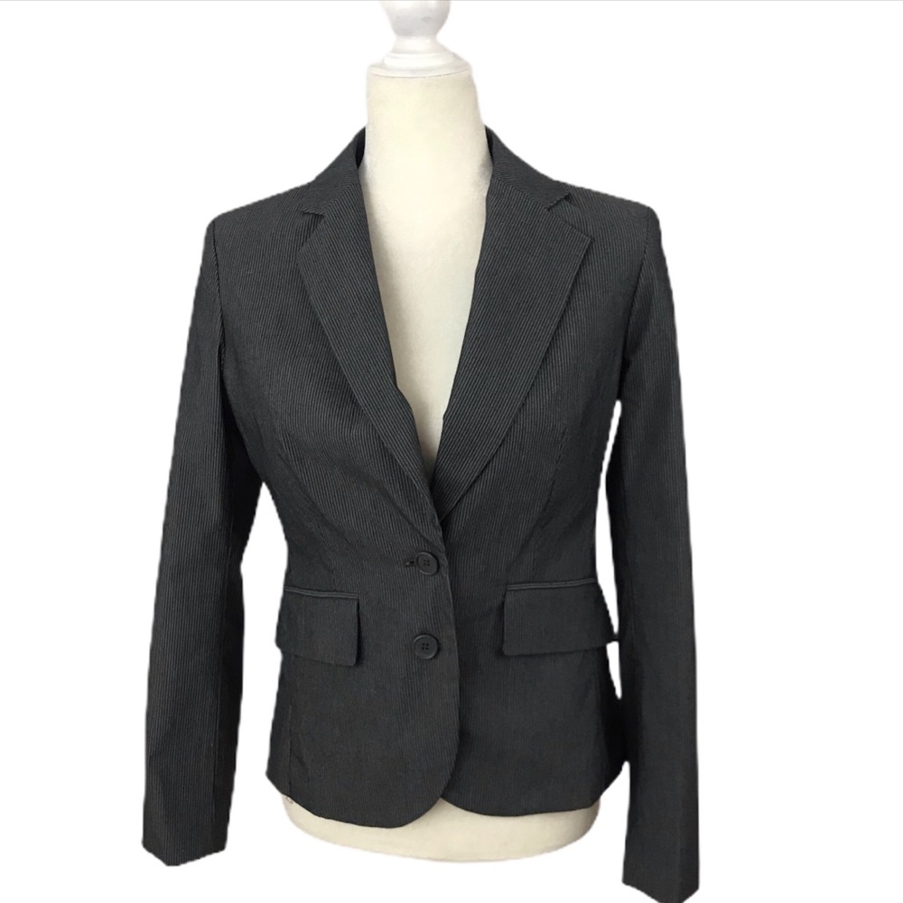 NY&Co Gray Pinstripe Lined Career Blazer Women 2